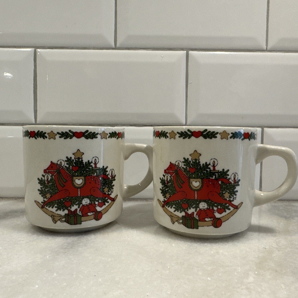 Ten‎ Strawberry Street LTD, O Christmas Tree Mugs 1987, Set of 2